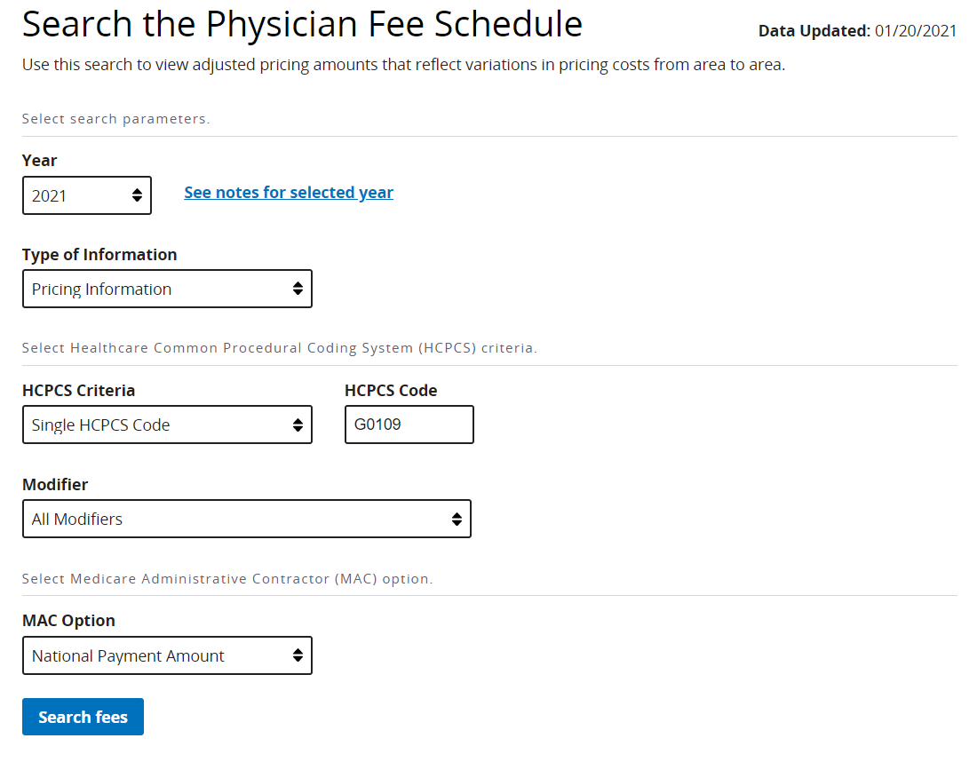 Navigating the Medicare Physician Fee Schedule Lookup Tool